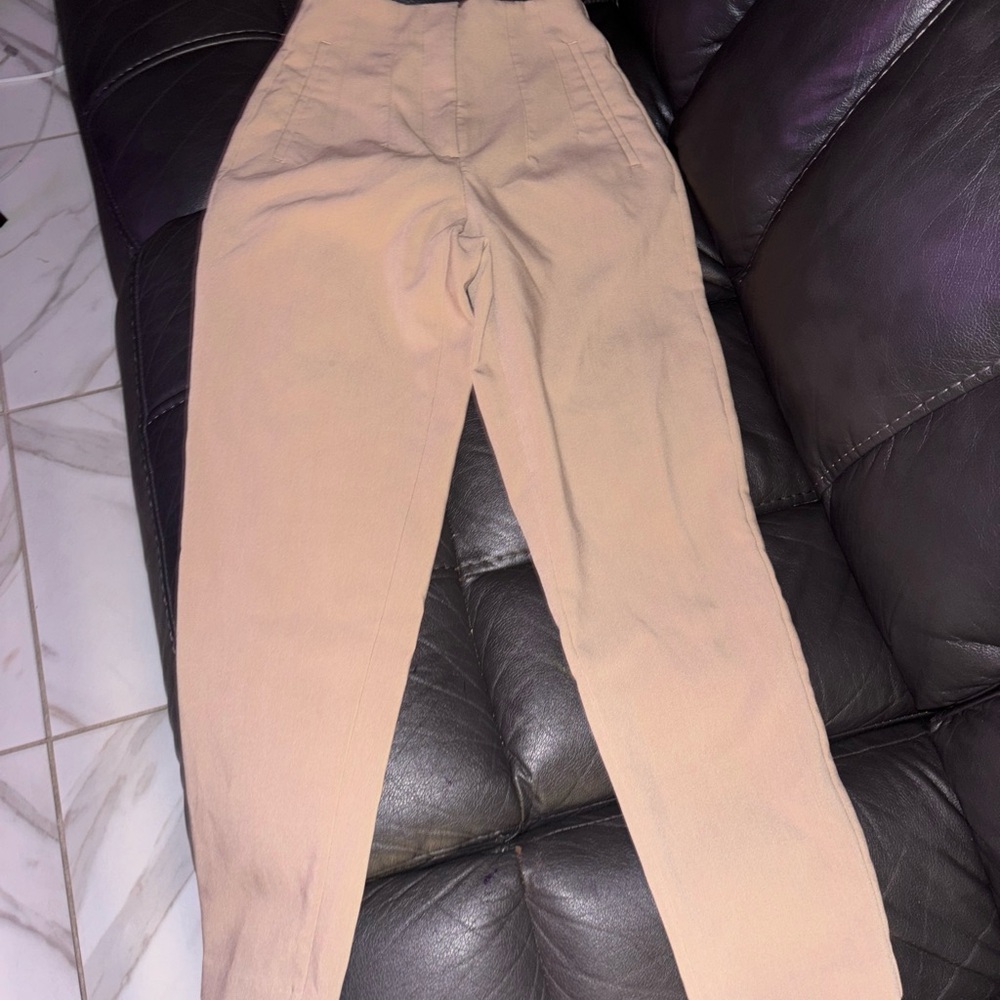 Zara Beige High-Waisted Pants
